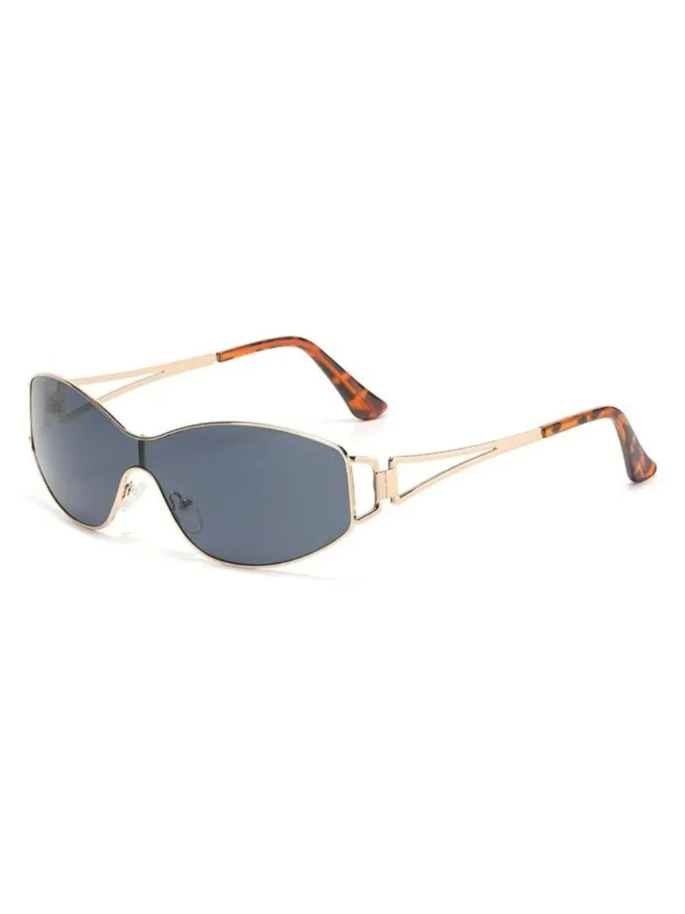 Retro Unisex Gold Frame Grey Lenses Sunglasses W/ Tortoise Shell Temples